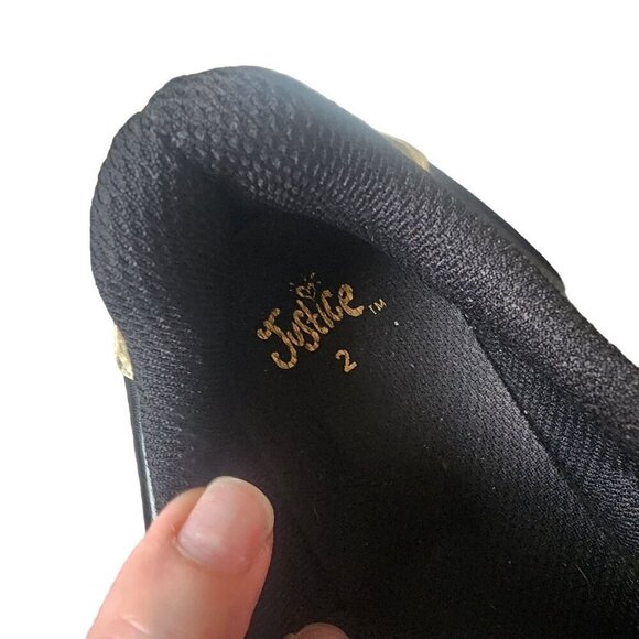 Justice Ivy Sneakers Black Gold Chain Big Kids Size 2 - Picture 10 of 11